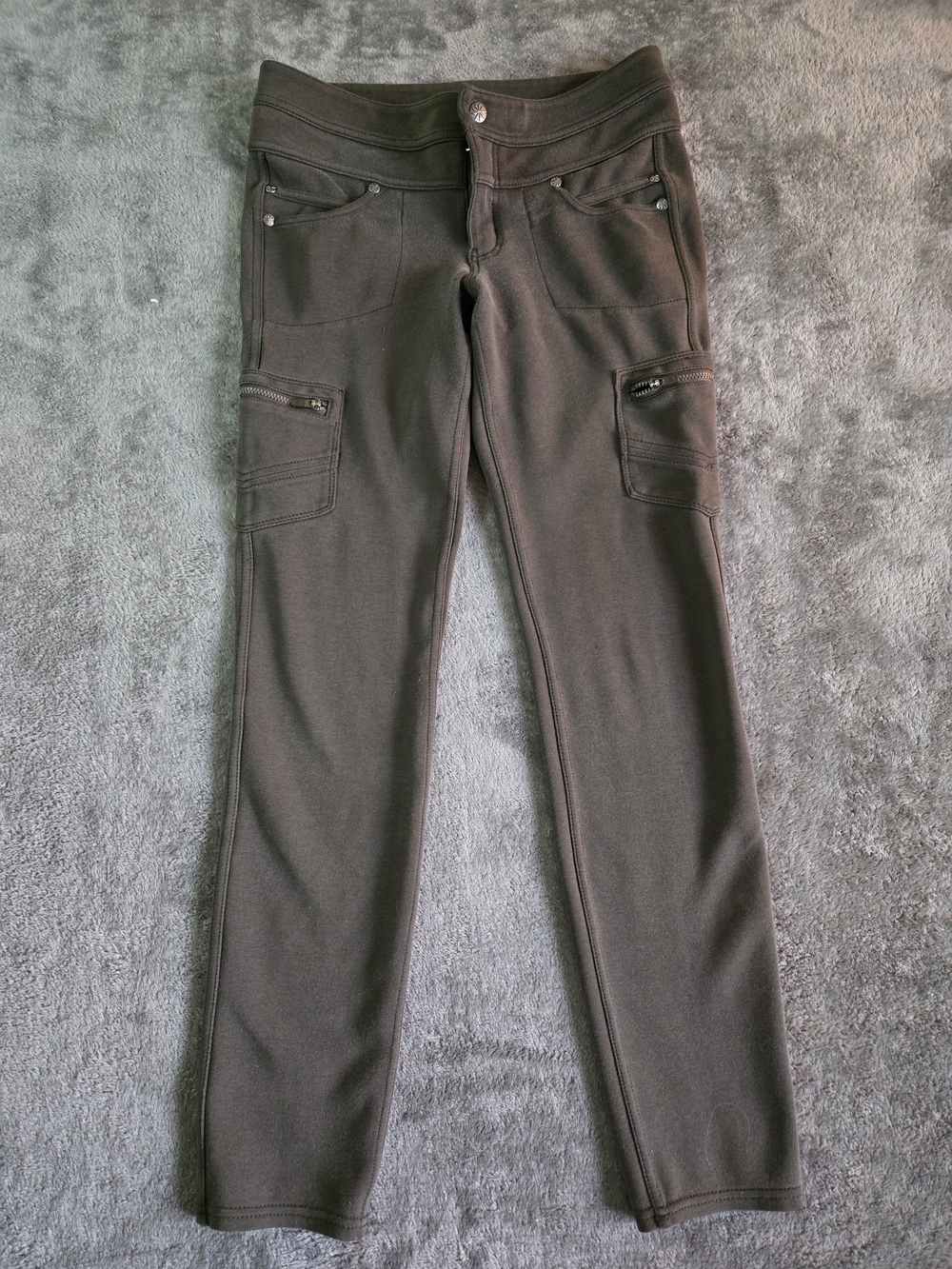 Athleta Brown Skinny Cargo Jeggings with Zip Details